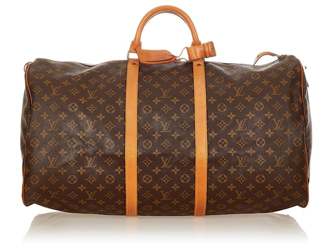 Louis Vuitton Brown Monogram Keepall 60 Leather Cloth  ref.411408