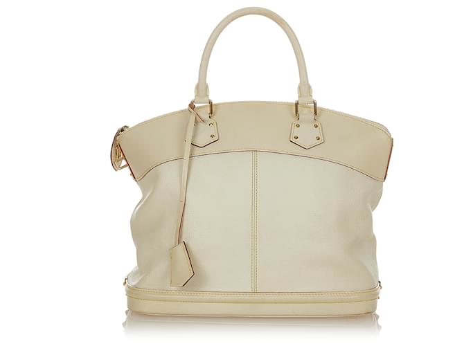 Louis Vuitton Suhali Lockit MM Handbag in White Leather