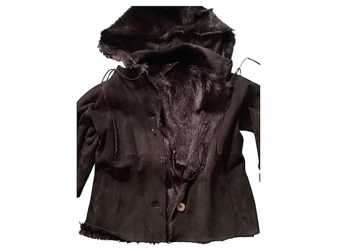 Autre Marque Veste fourrure avec capuche amovible. Noir  ref.411668