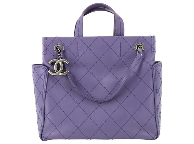Chanel handbag Purple Leather ref.411724 - Joli Closet