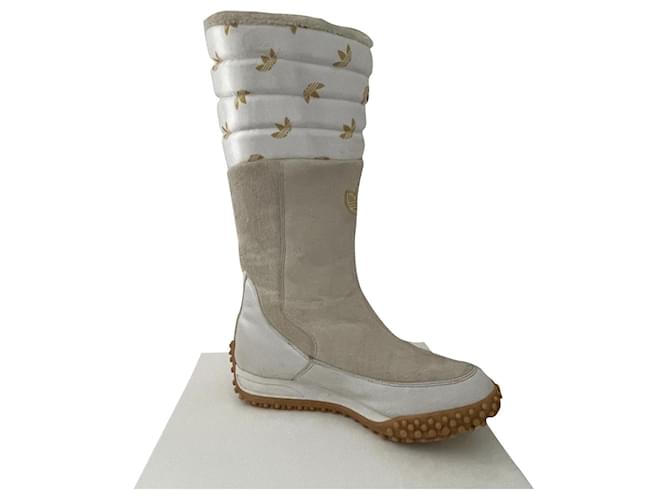 Adidas Boots White Beige Suede Leather  ref.411763