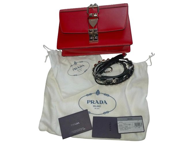 Elektra Bolsa Prada de couro vermelha Vermelho