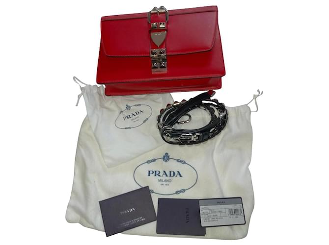 Elektra Prada Handtaschen Rot Leder  ref.411803
