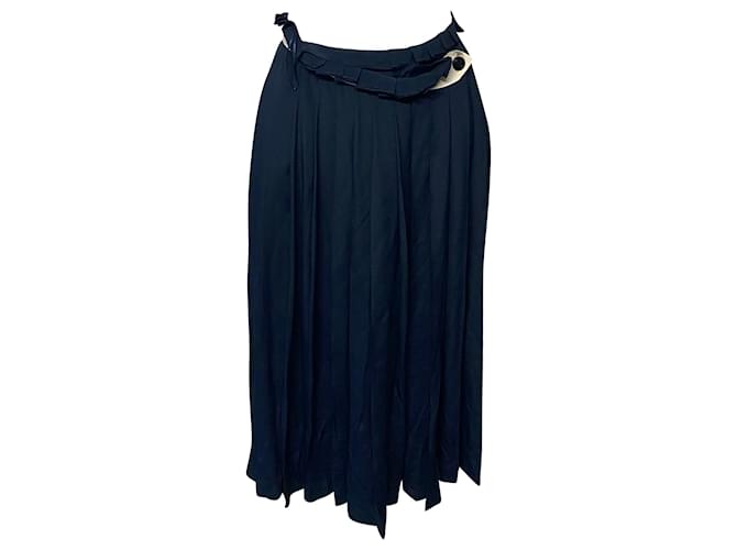 Diane Von Furstenberg Golden Goose Pleated Wrap Midi Skirt in Blue Acetate Navy blue Cellulose fibre  ref.411901