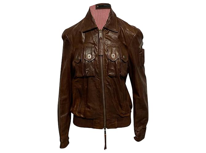 Dsquared2 Patch Pocket Jacket in Brown Lambskin Leather  ref.411929