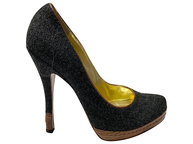 Dsquared2 Escarpins en tweed gris à talons en bois