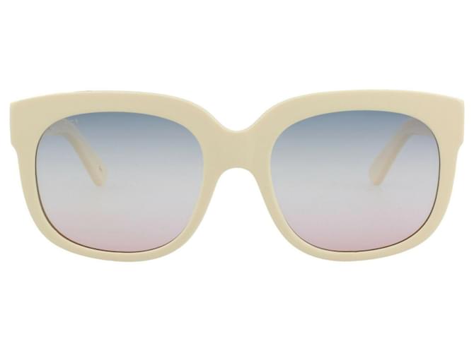 Gucci Quadratische Sonnenbrille aus Acetat Weiß Roh  ref.411951