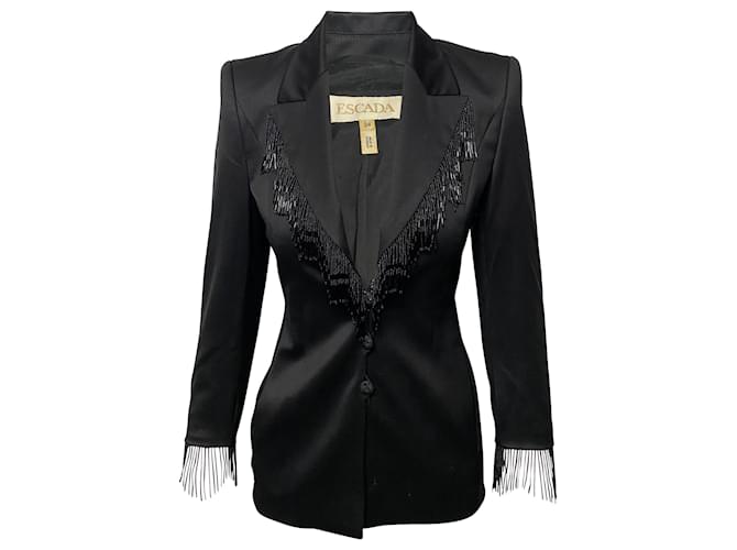 Escada Embellished Trouser Suit Set in Black Wool  ref.411983