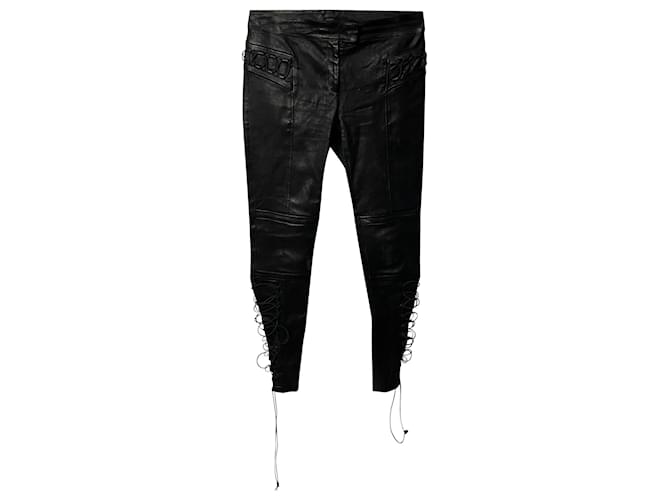 Pantaloni skinny stringati Joseph Knight in pelle nera Nero  ref.411995