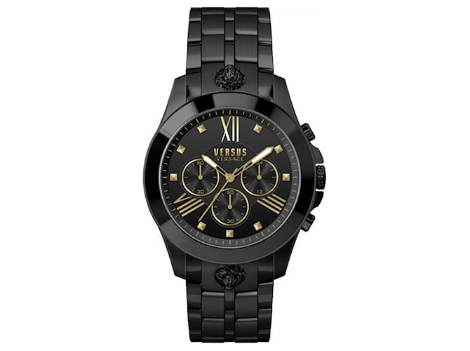 Autre Marque Versus Versace Chrono Lion Bracelet Watch Black  ref.412063