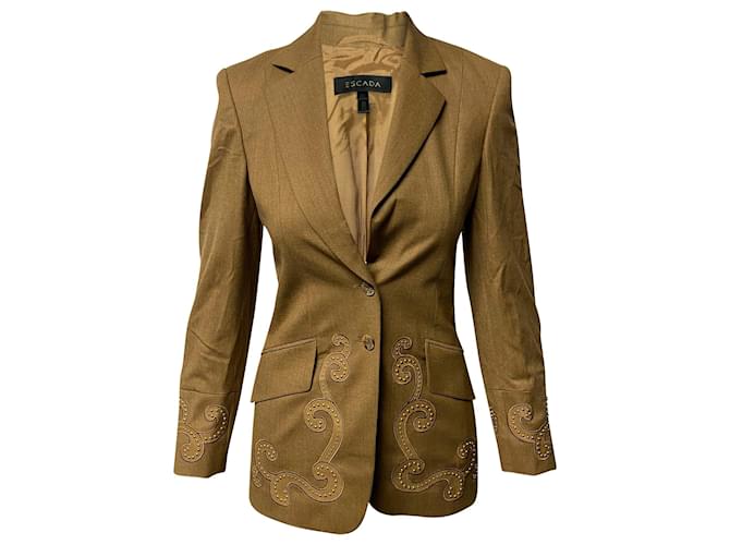 Escada Trouser Suit Set in Brown Wool  ref.412077