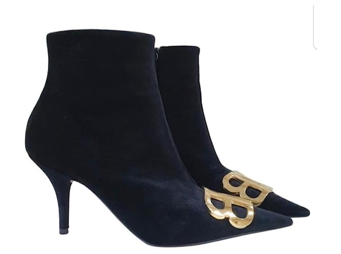 Botines de terciopelo negro BB de Balenciaga ref.412087 - Joli Closet
