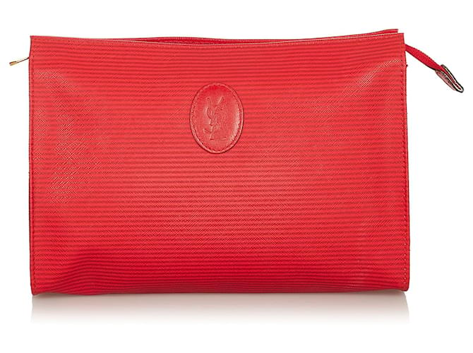 Yves Saint Laurent YSL Red Canvas Clutch Bag Cloth Cloth  ref.412152