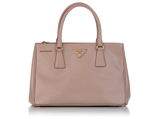 Prada Saffiano Galleria Handbag Brown Leather Pony-style calfskin