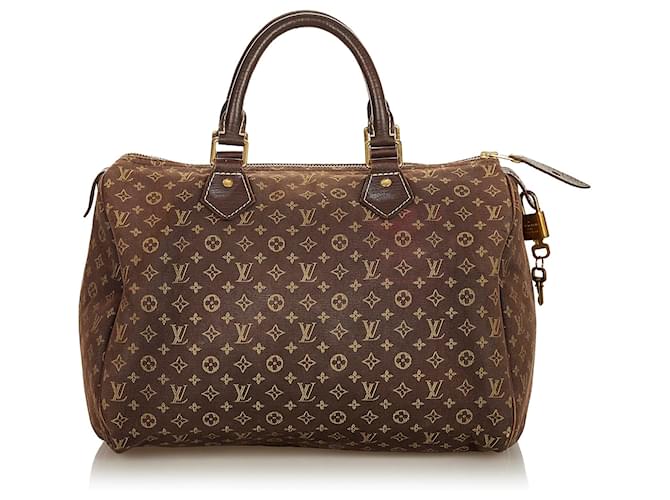 Authentic Louis Vuitton Chocolate Brown Mini-Lin Speedy 30