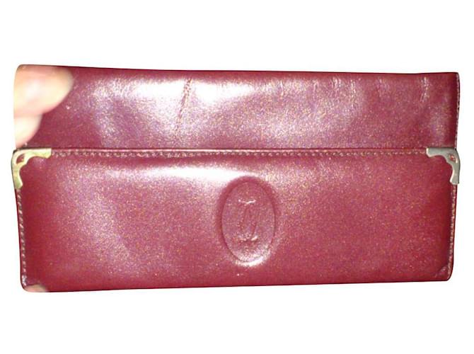 Cartier billetera Roja Cuero  ref.412288