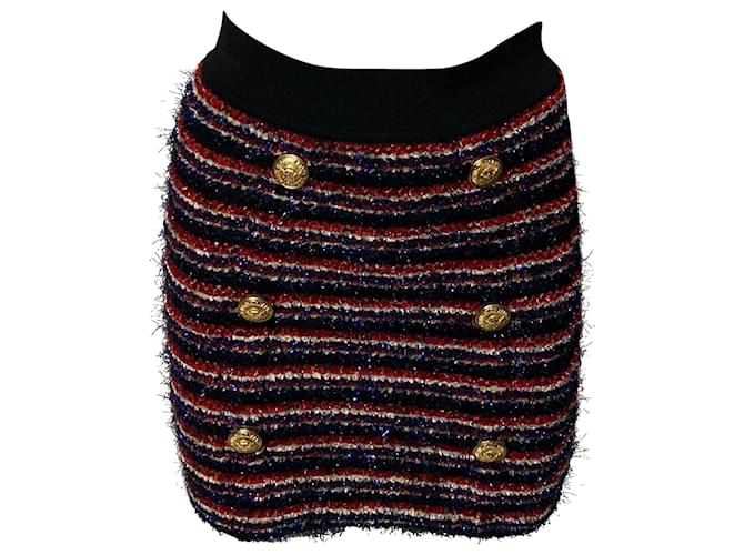 Falda tubo de tweed de Balmain en poliamida multicolor Nylon  ref.412368