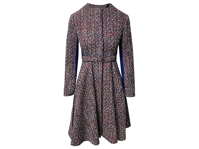 Vestido Midi Christian Dior Tweed em Lã Multicolorida Multicor Algodão  ref.412372