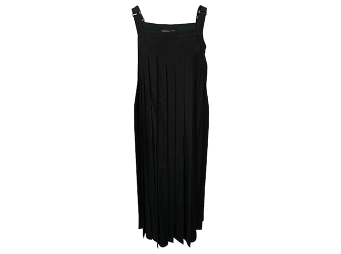 Max Mara Zadar Plissiertes langes Kleid aus schwarzem Polyester  ref.412376