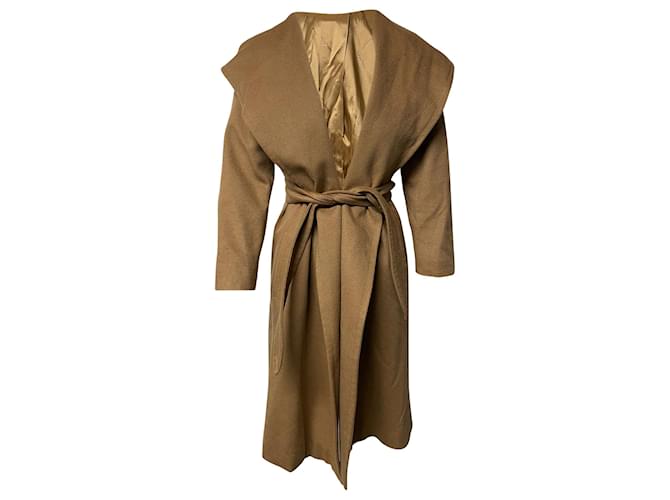 Max Mara Hooded Coat in Brown Cashmere Wool  ref.412381