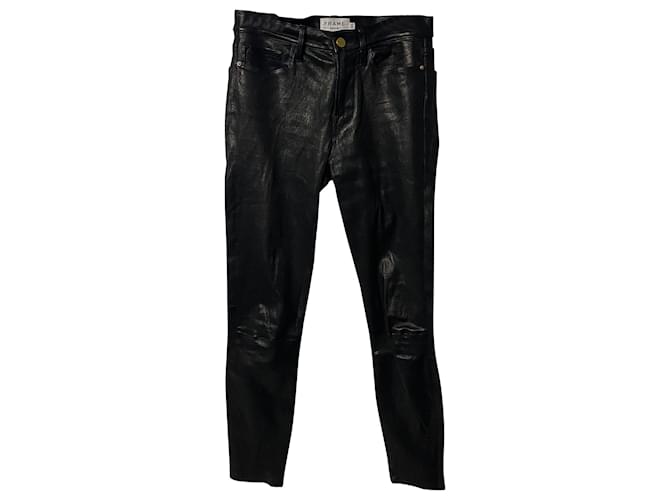 Frame Denim Frame Le Skinny Pants in Black Leather  ref.412397
