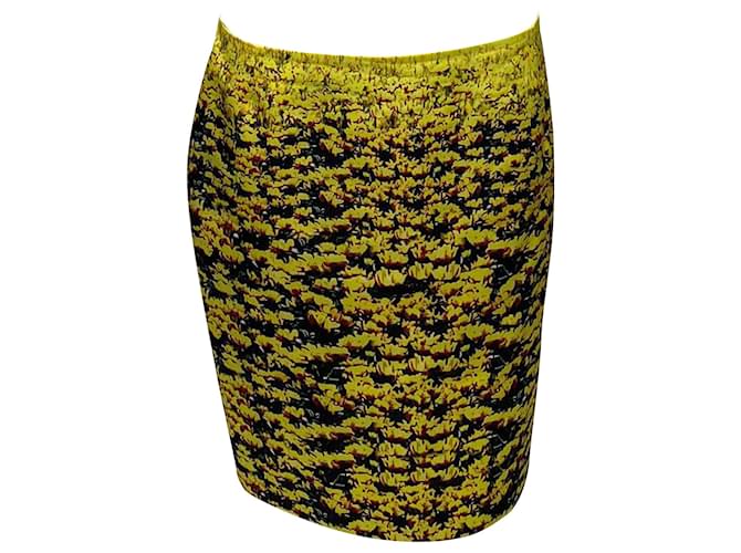 Jupe champêtre à fleurs Mary Katrantzou en polyester jaune  ref.412419