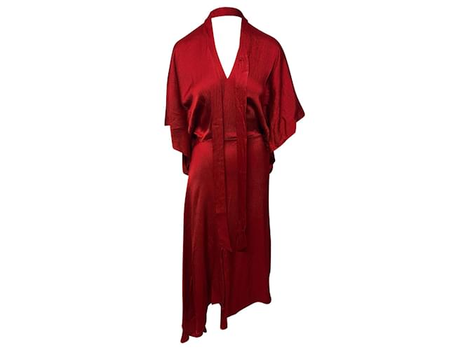Vestido Roland Mouret Meyers com Laço de Buceta em Seda Vermelha Vermelho  ref.412453
