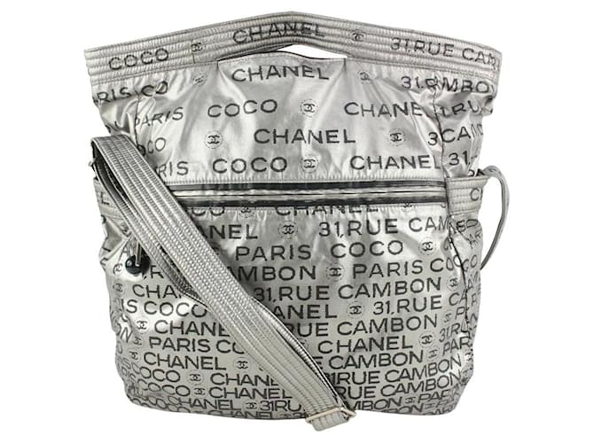 Chanel silver 31 Rue Cambon CC Coco Graphic 2way Hobo Bag ref.412471 - Joli  Closet