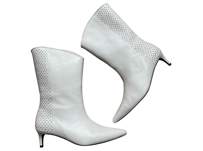 Anine Bing Ankle Boots White Leather  ref.412499