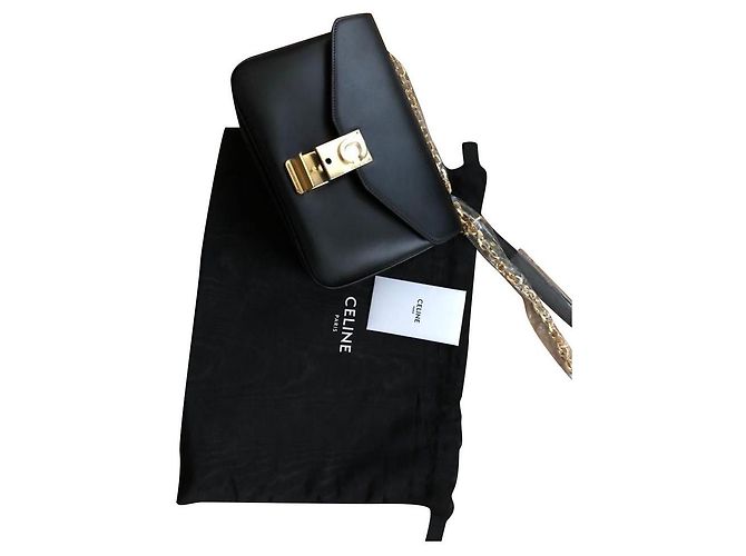 Borsa Céline Classic C Nera in Pelle di Vitello con Hardware Oro Nero Gold hardware