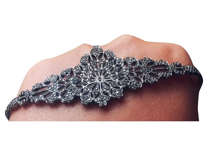 Autre Marque Gaydamak Bracciale da Mano Oro e Diamanti Neri Nero