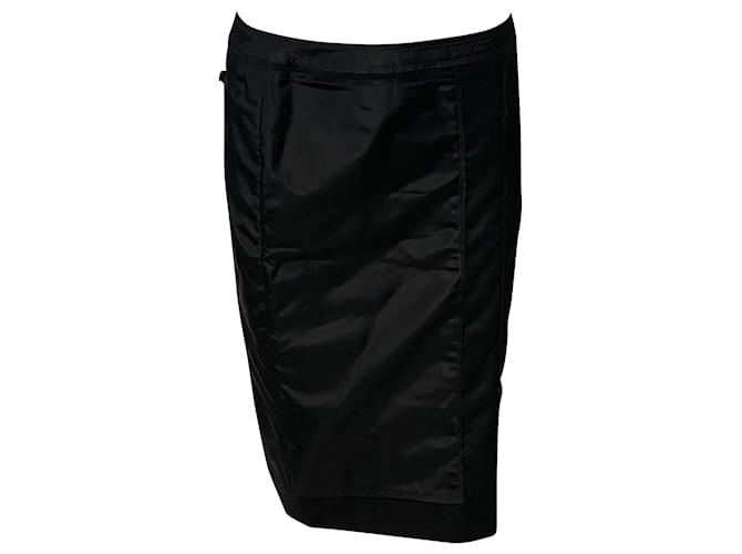 Yves Saint Laurent Tom Ford Black Skirt in Black Wool Cotton  ref.412952