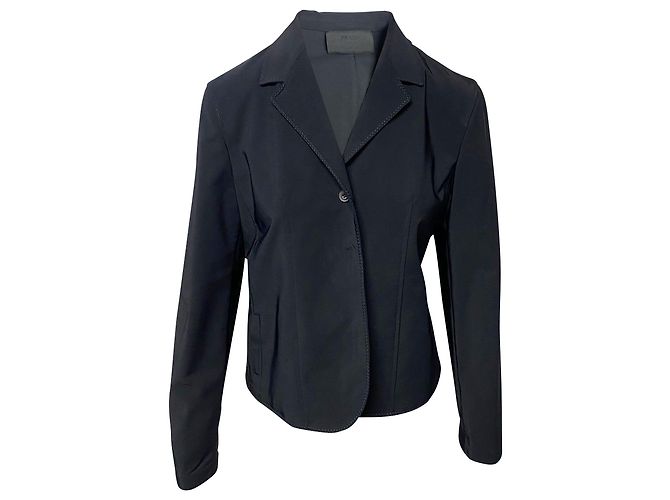 Prada Blanket Stitch Blazer in Black Polyester