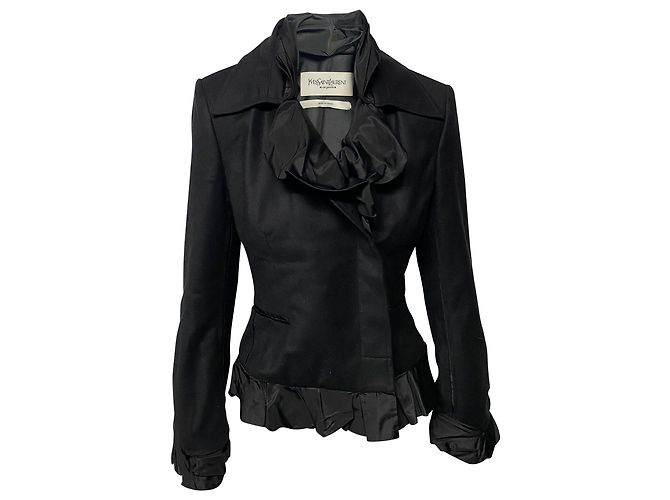 Blazer da sera Yves Saint Laurent Rive Gauche in lana nera