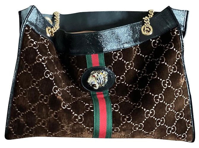 Gucci Rajah Rucksack groß brauner Samt