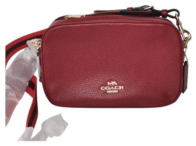 Borsa a tracolla Coach in pelle martellata bordeaux D'oro Arancione Bordò