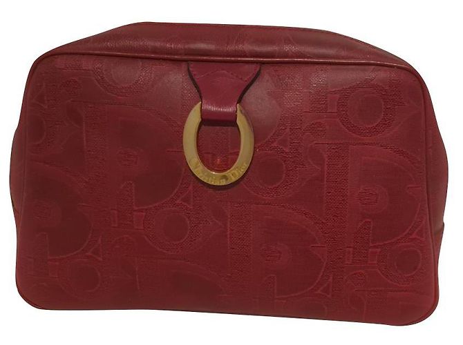 Pochette Dior de cuero rojo oscuro Burdeos
