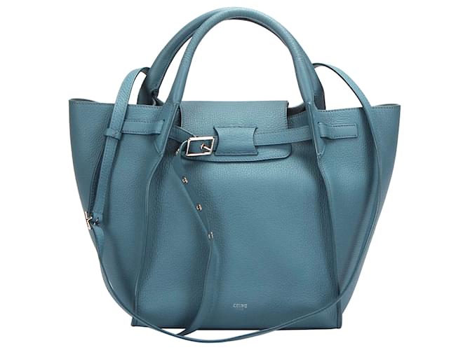 Big Bag Céline Bolso satchel pequeño grande de piel azul Celine Cuero Becerro  ref.413147