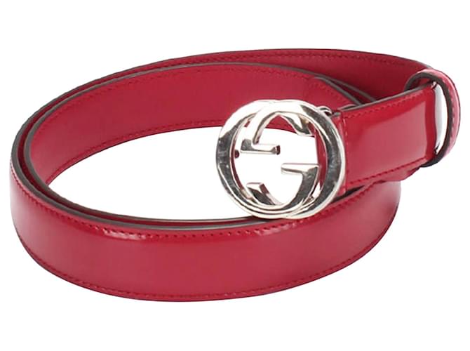 NEW Gucci Interlocking G Red Leather Belt