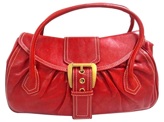 Céline Celine Red Leather Handbag Rosso Pelle Vitello simile a un vitello  ref.413181