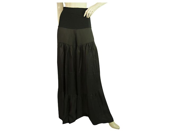 Autre Marque Masnada Schwarze Palazzohose mit elastischer Taille und weitem Bein Größe 40
