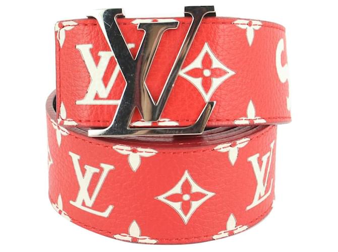 Louis Vuitton x Supreme Ultra Rare Red 100/40 Monograma Initiales Belt  ref.413417