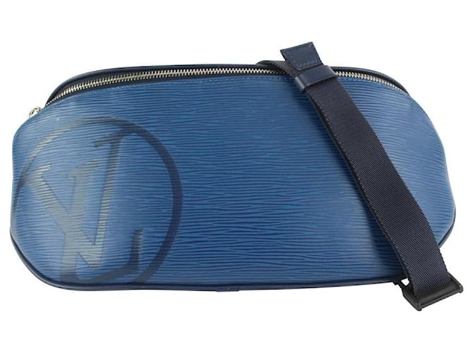 Louis Vuitton Blue Epi Leather Circle Logo Initials Bumbag Fanny