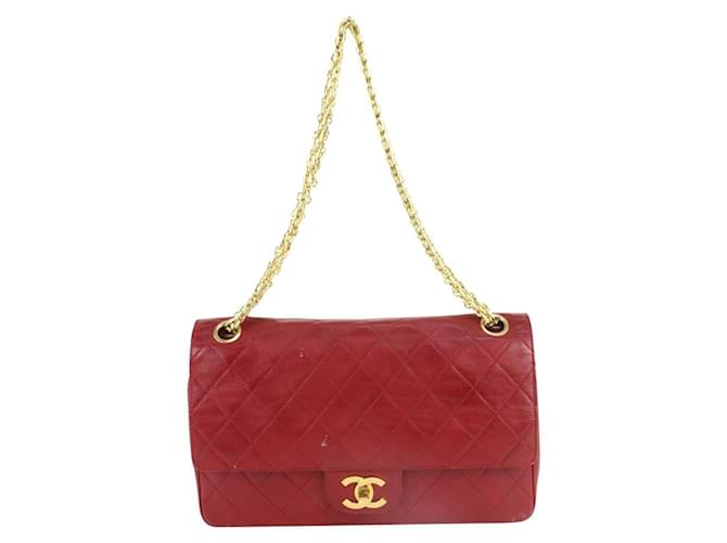 Chanel Aba Mademoiselle de couro acolchoado vermelho médio clássico forrado  ref.413423