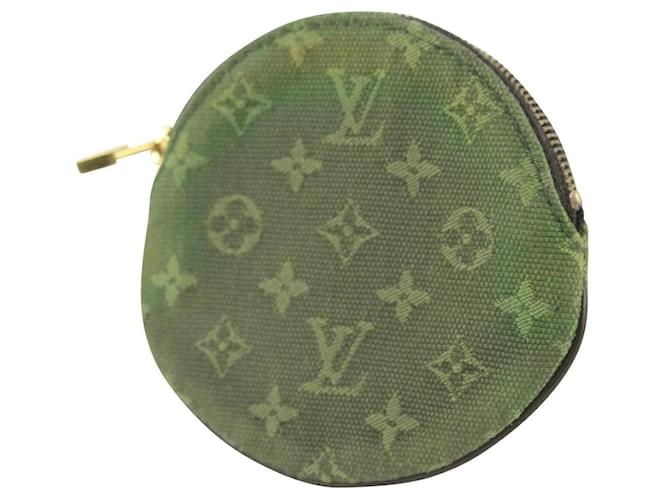 Louis Vuitton Khaki Green Mini Lin Coin Purse Ronde Change Pouch