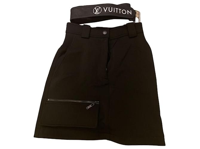 Louis Vuitton SPORTY TECHNICAL JERSEY MINI SKIRT Black Silk Viscose Elastane Polyamide  ref.413613