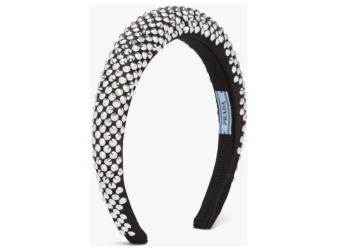 Prada Metallsatin-Haarband Schwarz Metallisch