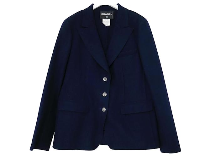 Chanel Pre-Fall 2008 Navy Felted Wool Jacket Navy blue  ref.413667