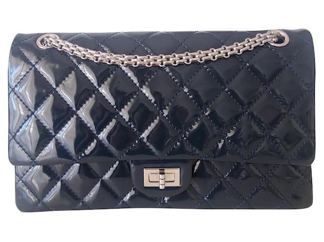 Chanel Bag 2.55 Blue Patent leather  ref.413677