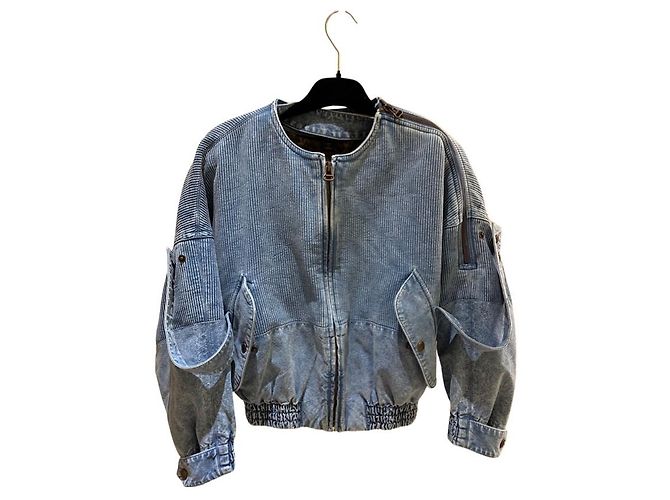 Louis Vuitton CHAQUETA BOMBER DE DENIM ACANALADA Azul